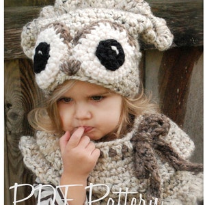 Crochet PATTERN-The Odette Owl Set Toddler, Child and Adult sizes image 3