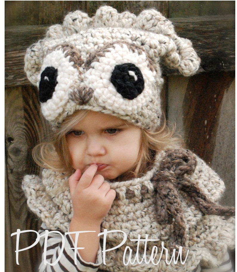 Crochet PATTERN-The Odette Owl Set Toddler, Child and Adult sizes image 3