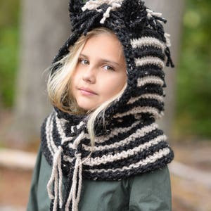 KNITTING PATTERN Ziva Zebra Cowl 3/6 month 6/9 month 12/18 month Toddler Child Adult sizes image 2