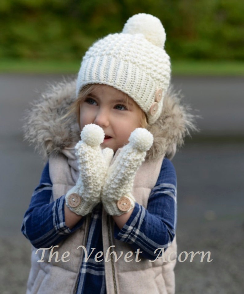 Knitting PATTERN-The Pomlynn Hat/Mitten Set Toddler, Child, Adult sizes image 4