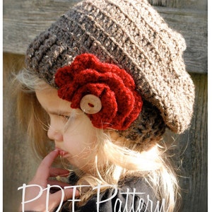 Crochet PATTERN-The Scarlett Slouchy Toddler, Child, Adult sizes image 1