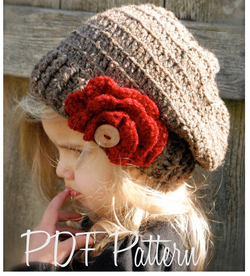 Crochet PATTERN-The Scarlett Slouchy Toddler, Child, Adult sizes image 1