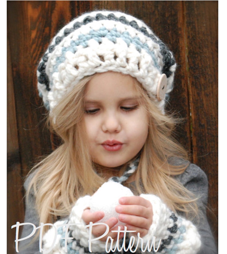 Crochet PATTERN-The Feyona Cap/Mitt Set Toddler, Child and Adult sizes image 4