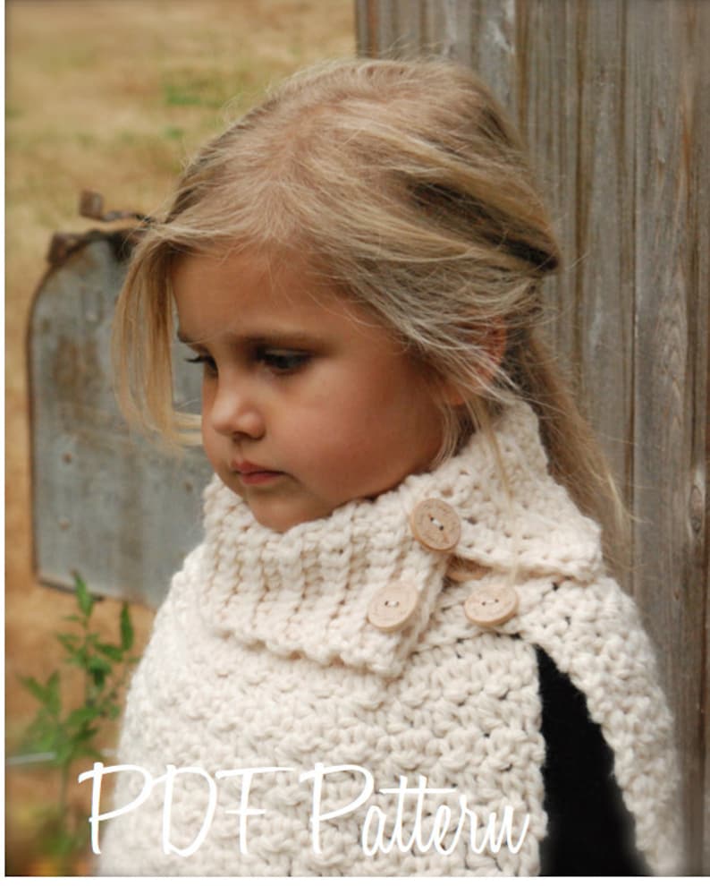 CROCHET PATTERN Finleigh Cape 12/18 months, Toddler, Child, Adult sizes image 3