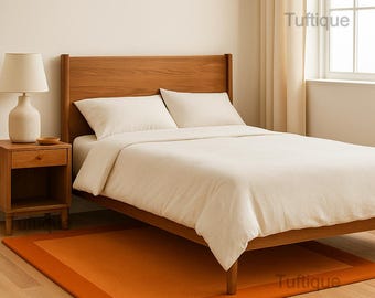 Hand-Tufted Wool Area Rug: Solid Warm Orange, Modern Design