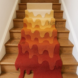 3x9FT Hand tufted Melting Ombre Red Rug 3x12FT - Bold Melting Runner for Hallways Cozy carpet Décor, Eye-Catching melting handmade rugs