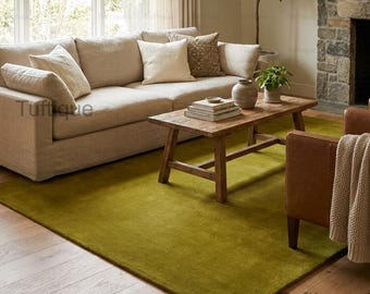 Milano Green Rug, Solid Color, Plush, Area, Bedroom, Living Room Rug