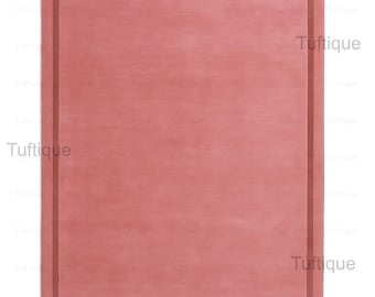 Tappeto rosa tuftato a mano - Grande tappeto in lana con bordo per soggiorno, tappeto moderno e minimalista, tappeto morbido fatto a mano su misura 9x12 10x14