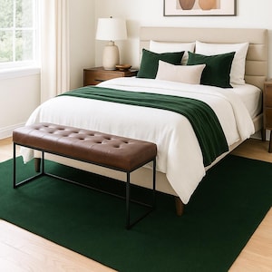 Hand Tufted Rug Modern Bottle Green Wool Area Rugs For Livingroom Bedroom Kitchen Nursery Entryway Office 5X8 6X9 8X10 9X12 10X14 Custom Rug