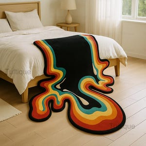 JUMBO RAINBOW RUG Hand tufted Irregular shaped handmade Rug Multicolor Wool rug for living room Custom Rug House Warming Gift Christmas gift