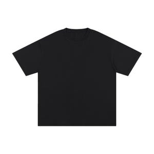 May include: A plain black t-shirt with a crew neck and short sleeves. The shirt is made of a soft, opaque material and has a relaxed fit. The garment is displayed on a white background.