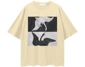 Hilma af Klint Group IXSUW, The Swan, No. 1, Gráfico frontal, Camiseta holgada de hombros caídos, Camisa de arte vintage extragrande, 0100