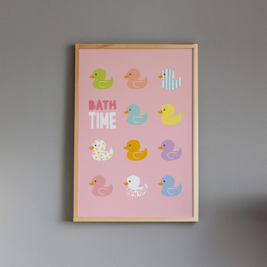 Rubber Duck Poster | Bathtime | Minimalist Art Print | Printable Wall ...