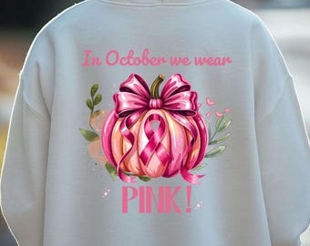 Pink Pumpkin Breast Cancer Awareness PNG | Fall In October we wear Pink Clipart