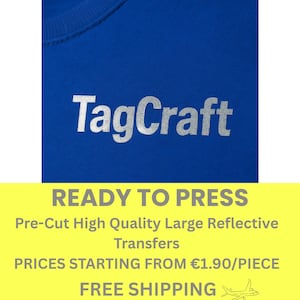 Large Reflective Heat Transfers | Custom Bulk DTF Reflective Logo Prints | Silver Reflective Ready to Press | Pre Cut | Free Shipping