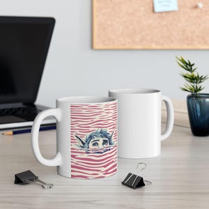 Surreal Elf Creature Mug In Pink Fantasycore Coffee Cup for Daydreamers | Offbeat Art Mug | Alia by Accident
