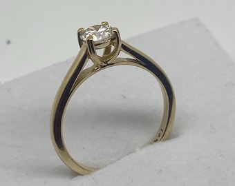 14k yellow gold lab grown diamond 0.50 ct vvs1 D color solitaire ring