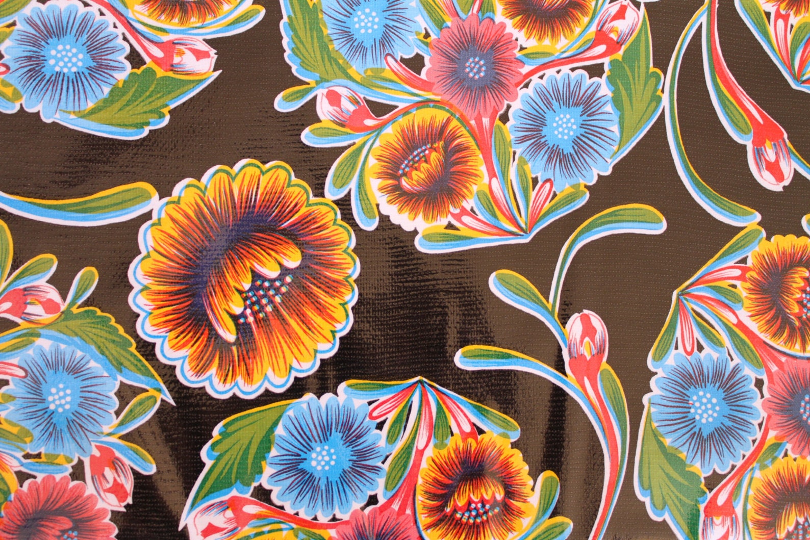 60 inch round OILCLOTH Tablecloth with Flower Bouquets on Etsy