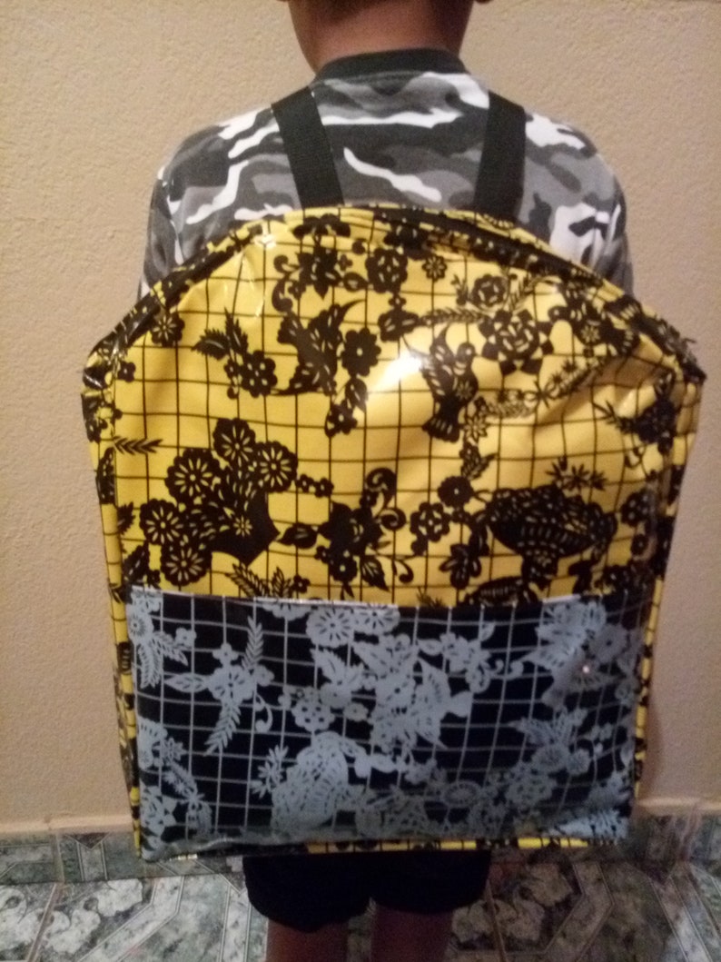 Large yellow blackwhite backpack