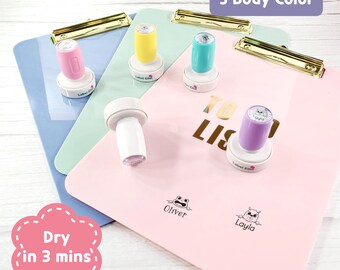 Schnelltrocknender Namensstempel, Kinderstempel, benutzerdefinierter personalisierter Stempel, selbstfärbender Stempel, trocknen in 3 Minuten, nicht poröse Oberfläche für das Kindergartenlager der Kinderschule
