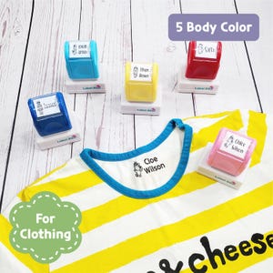 Sello de nombre para ropa, sello para niños, sello autoentintable personalizado para ropa, sello para ropa, sello de tela para niños, escuela, guardería, campamento