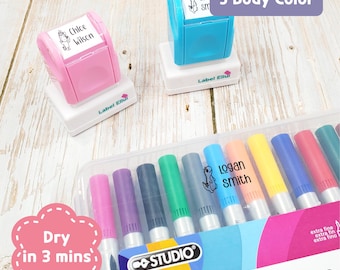 Schnelltrocknender Namensstempel, Kinderstempel, benutzerdefinierter personalisierter Stempel, selbstfärbender Stempel, trocknen in 3 Minuten, nicht poröse Oberfläche für das Kindergartenlager der Kinderschule