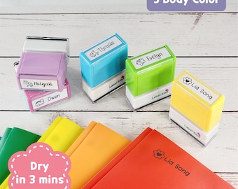 Schnelltrocknender Namensstempel, Kinderstempel, benutzerdefinierter personalisierter Stempel, selbstfärbender Stempel, trocknen in 3 Minuten, nicht poröse Oberfläche für das Kindergartenlager der Kinderschule
