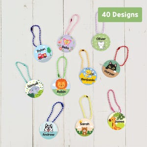 Tag - Personalized Mini Card Bag Tag Key Chain Key Ring Name Label for School Kinder Daycare Camp Club Kids Birthday Gift
