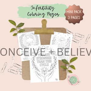 Conceive + Believe Mini Coloring Pages • Fertility & IVF Motivation • Printable 8.5×11 PDF, Instant Download