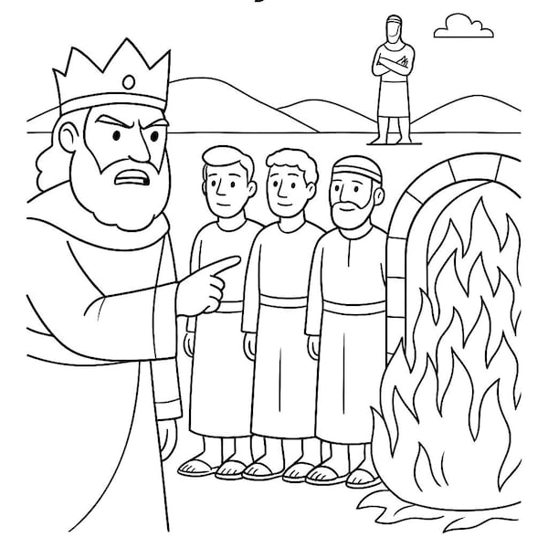 Feuriger Ofen Bibelgeschichte & Malseite: Kinder christlichen Lesson (PDF-Download)