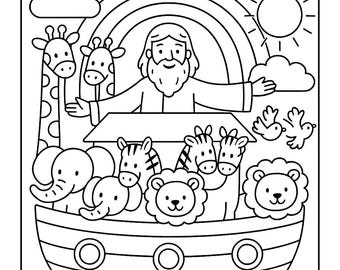 Noah&#39;s Ark Coloring Page & Bible Story for Kids – Printable Sunday School Activity