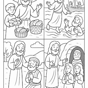 Miracles of Jesus Printable Coloring Page & Bible Lesson for Kids | Sunday School Activity | Bible Story PDF | Christian Homeschool