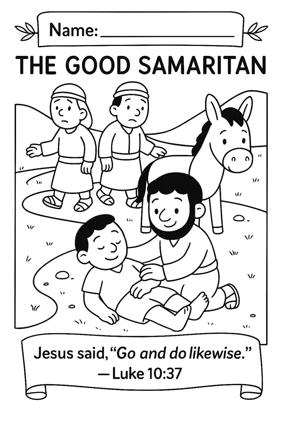 The Good Samaritan Kids Bible Lesson | Printable Devotional & Coloring ...