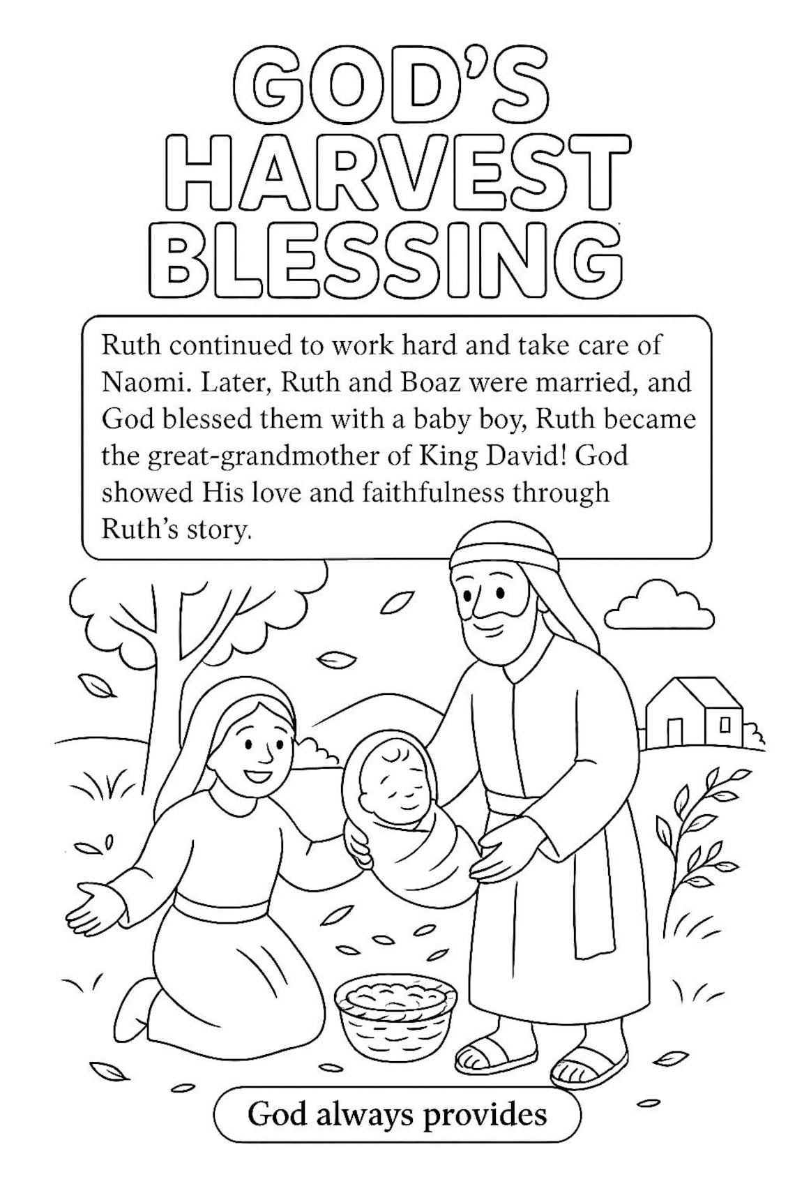 Ruth's Harvest Blessing Coloring Pages for Kids | Bible Story of ...