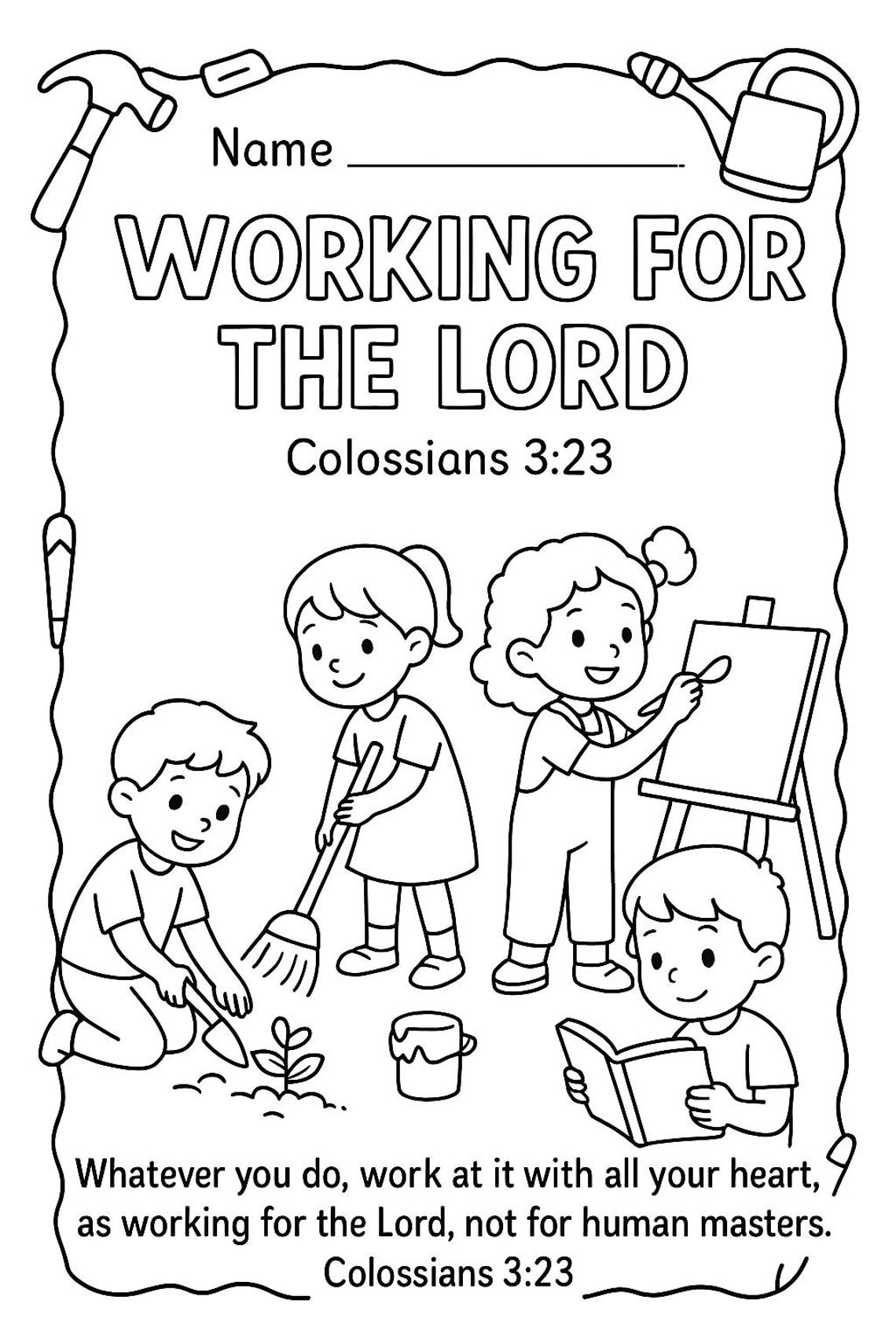 Labor Day Bible Lesson Activity Pack: Christian Coloring Page (PDF ...