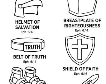 Armor of God Coloring Page & Bible Lesson for Kids | Ephesians 6 Printable | Christian Sunday School Activity | Kids Bible Study PDF