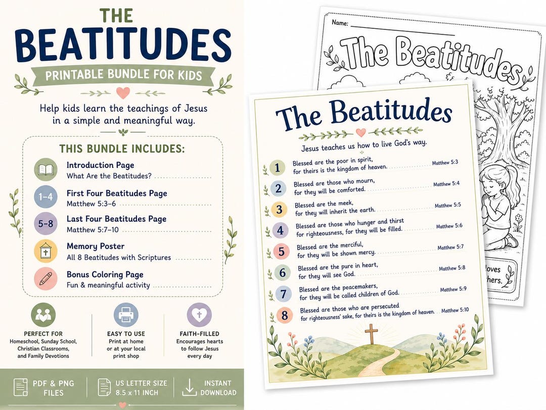The Beatitudes for Kids Printable Bundle | Christian Homeschool Bible ...