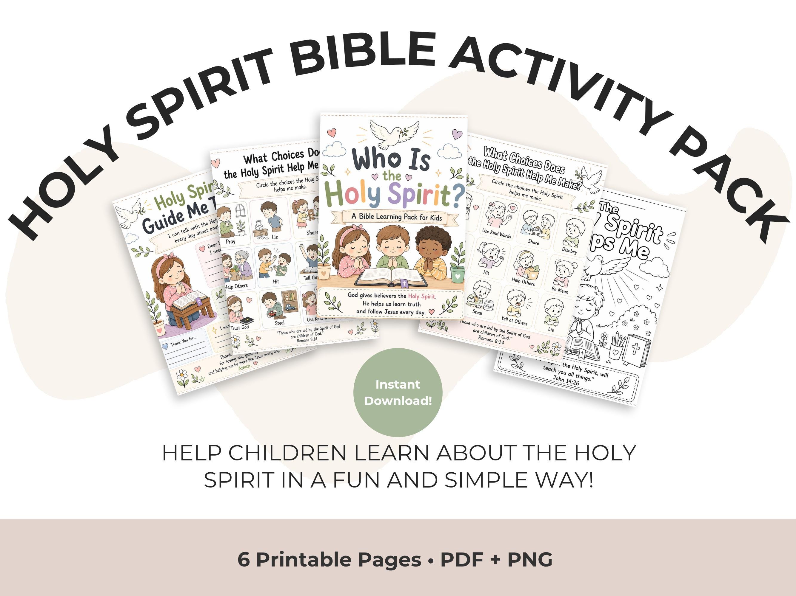 Holy Spirit Bible Activity Pack for Kids, Christian Printable PDF PNG ...