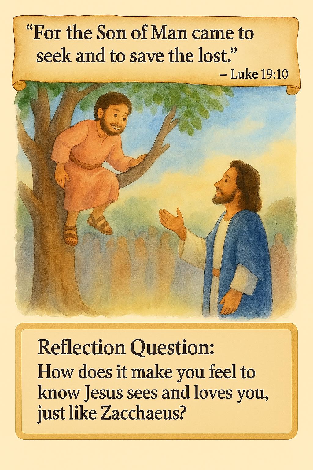 Zacchaeus Meets Jesus Kids Bible Lesson: Coloring Page & Story (PDF ...