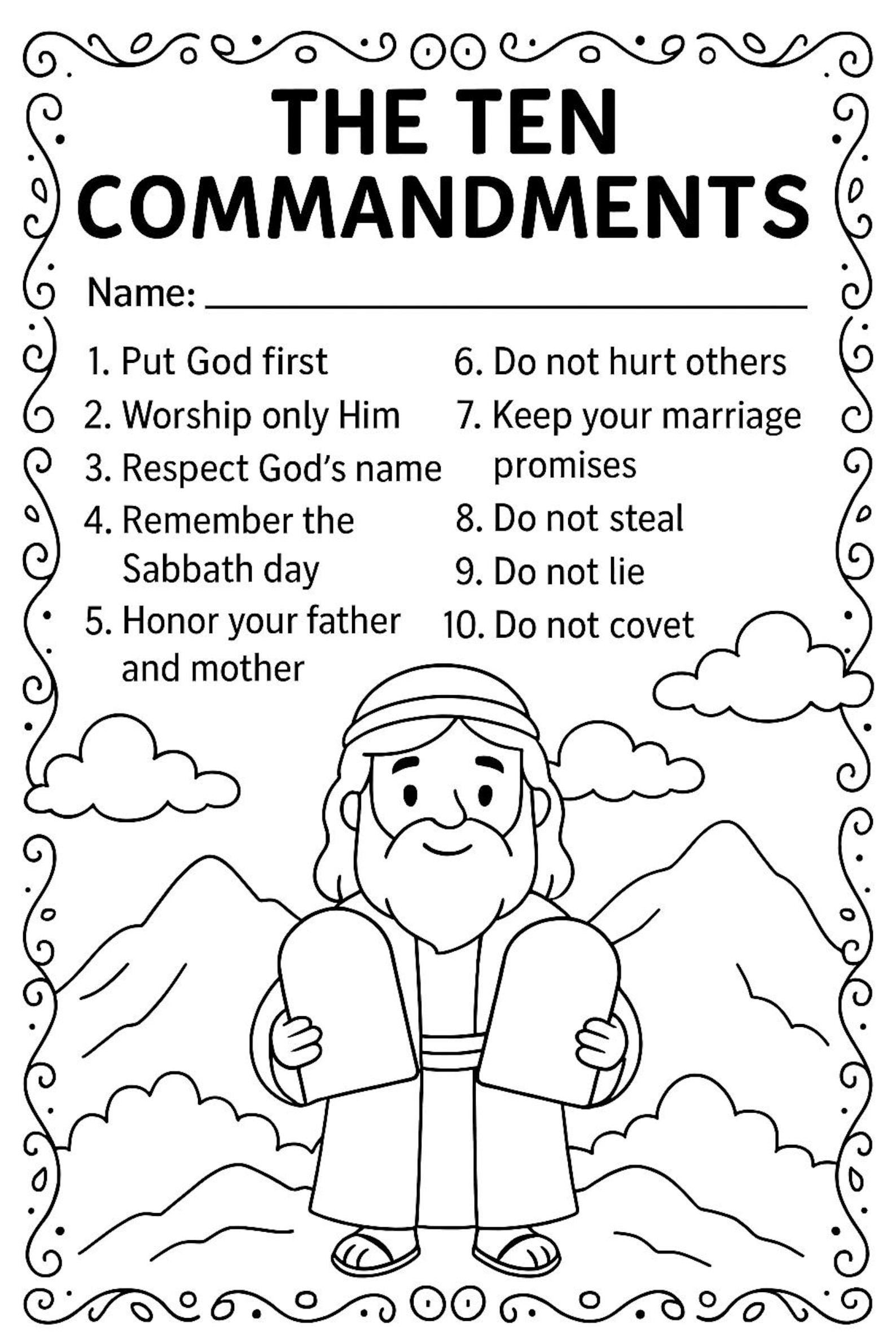 Ten Commandments for Kids Printable | Bible Lesson for Children ...