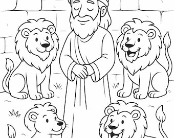 Daniel and the Lion’s Den Coloring Page + Bible Story | Printable Kids Activity for Sunday School