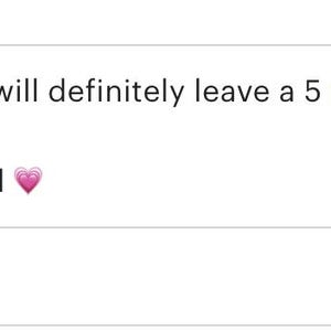 Puede incluir: Un globo de mensaje digital que contiene el texto: Amazing! Thank you! I will definitely leave a 5 star review as soon as I am able ! Blessings to you as well, seguido de un emoji de coraz&oacute;n rosa. La marca de tiempo 16:35 es visible debajo.