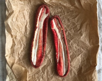 PLAY FOOD Bacon Set, Felt Food, Fake Food Decor, Photo Prop