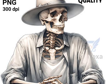 Watercolor Skeleton Clipart Bundle: Spooky Halloween PNGs (Digital Download, Commercial Use)