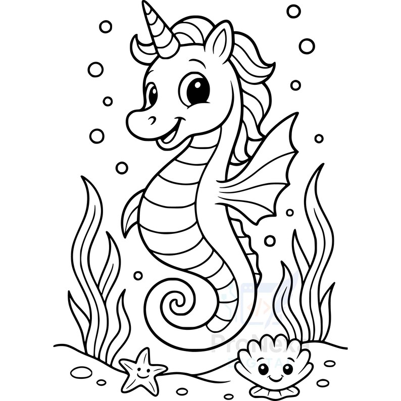 Cute Ocean Animals Coloring Book | 100 Pages Kids & Adults Coloring ...