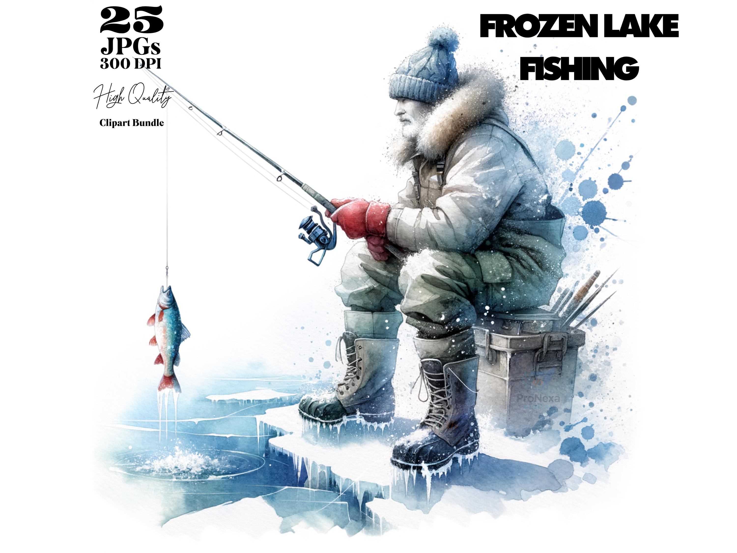 Ice Fishing Clipart - Etsy