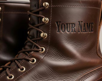 Leren schoenen aangepaste naam of merk