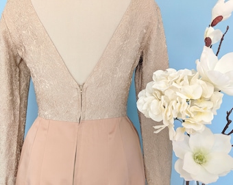 Vintage 60s Elegant Cocktail Wiggle Dress, Classic 1960s Evening Party Dress, Pale Pink Hourglass Dress