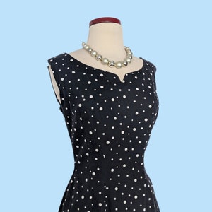 Vintage 1950s Black Polka Dot Day Dress Set, Vintage 50s Wiggle Dress with Cropped Jacket image 7