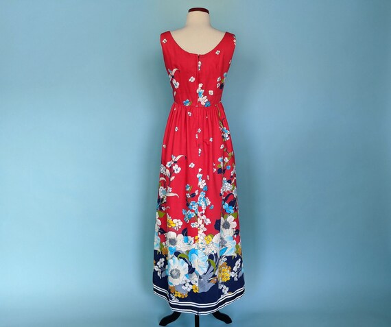 Vintage 70s Victor Costa Red Floral Maxi Dress, 1… - image 8